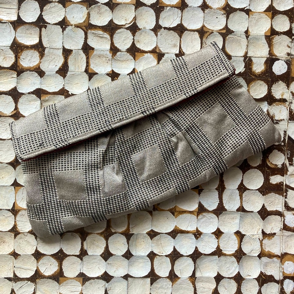 Sew Few Gray Plaid Clutch Evening Bag Sustainable fashion